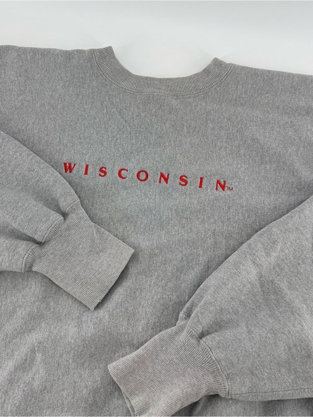 Vintage CHAMPION Reverse Weave Gray WISCONSIN Crewneck Sweatshirt Mens L